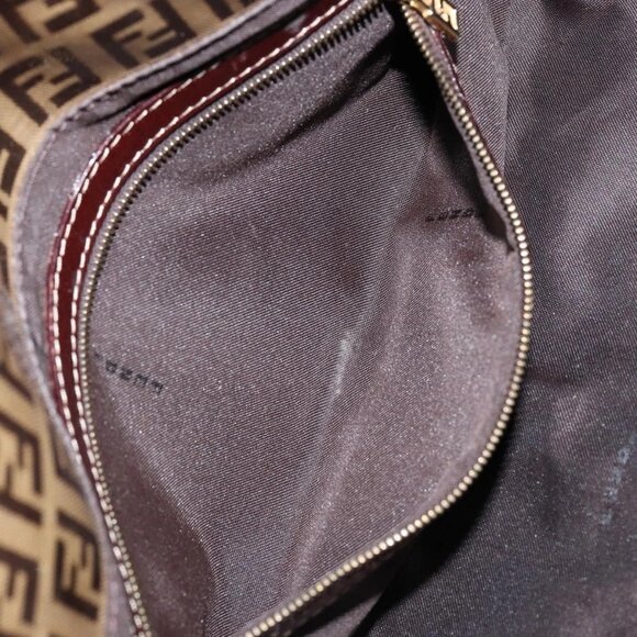 FENDI Zucchino Canvas Mamma Baguette Shoulder Bag Beige Gold Auth ep11341 - Picture 13 of 16